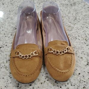 Atalina womans suede flats, with  rose gold detail, size 40